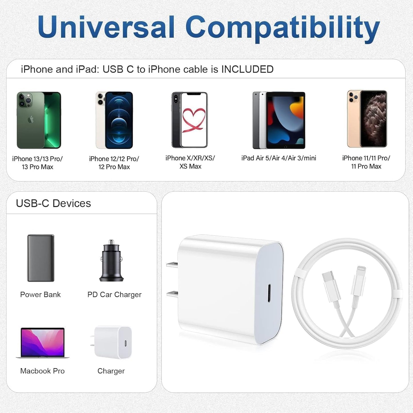 iPhone Charger Fast Charging 2 Pack Type C Wall Charger Block with 2 Pack [6FT&10FT] Lightning Cable for iPhone 14/13/12/12 Pro Max/11/Xs Max/XR/X,AirPods Pro (Copy)