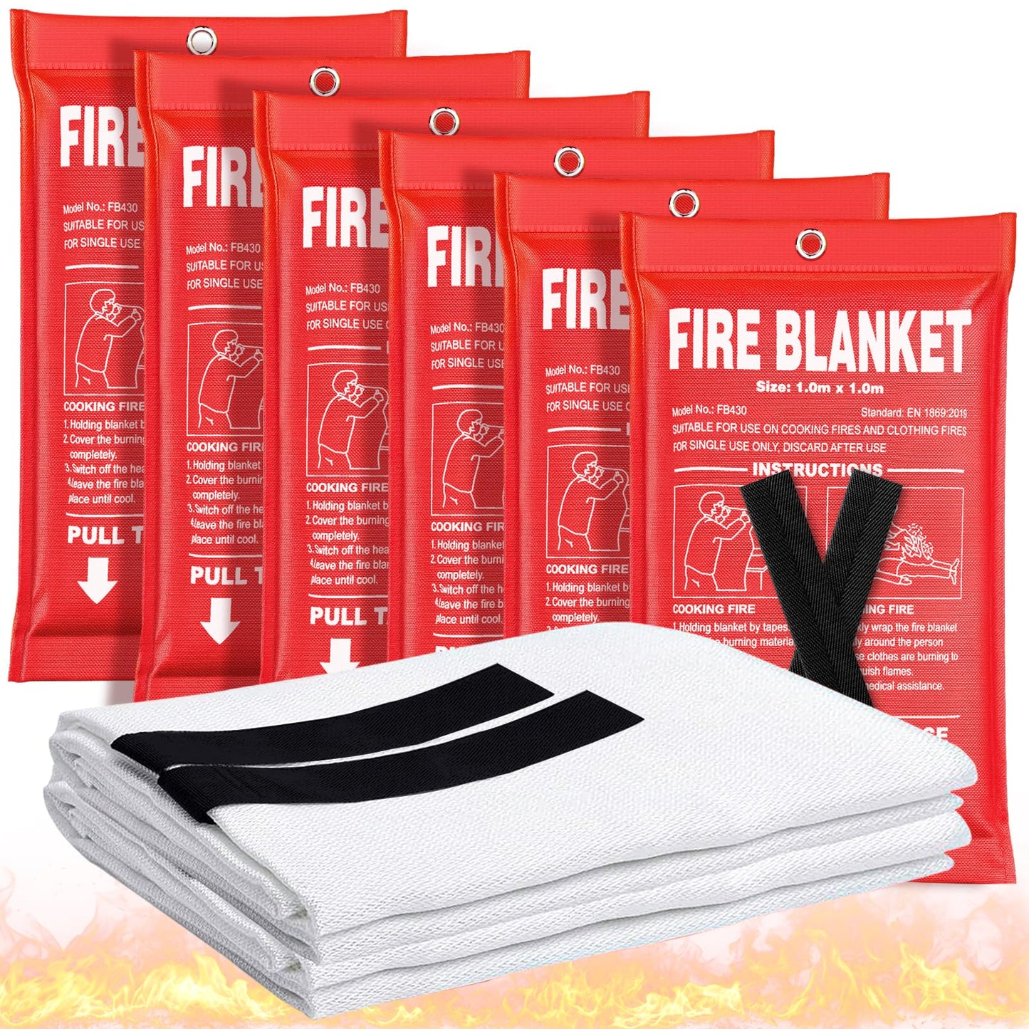 Fire Blanket 4 Pack - 40" x 40" Prepared Emergency Fire Blanket for Home and Kitchen, RV, Grill, Fireplace, Safe & Easy for Young Adults and Elderly Living Alone (Copy)