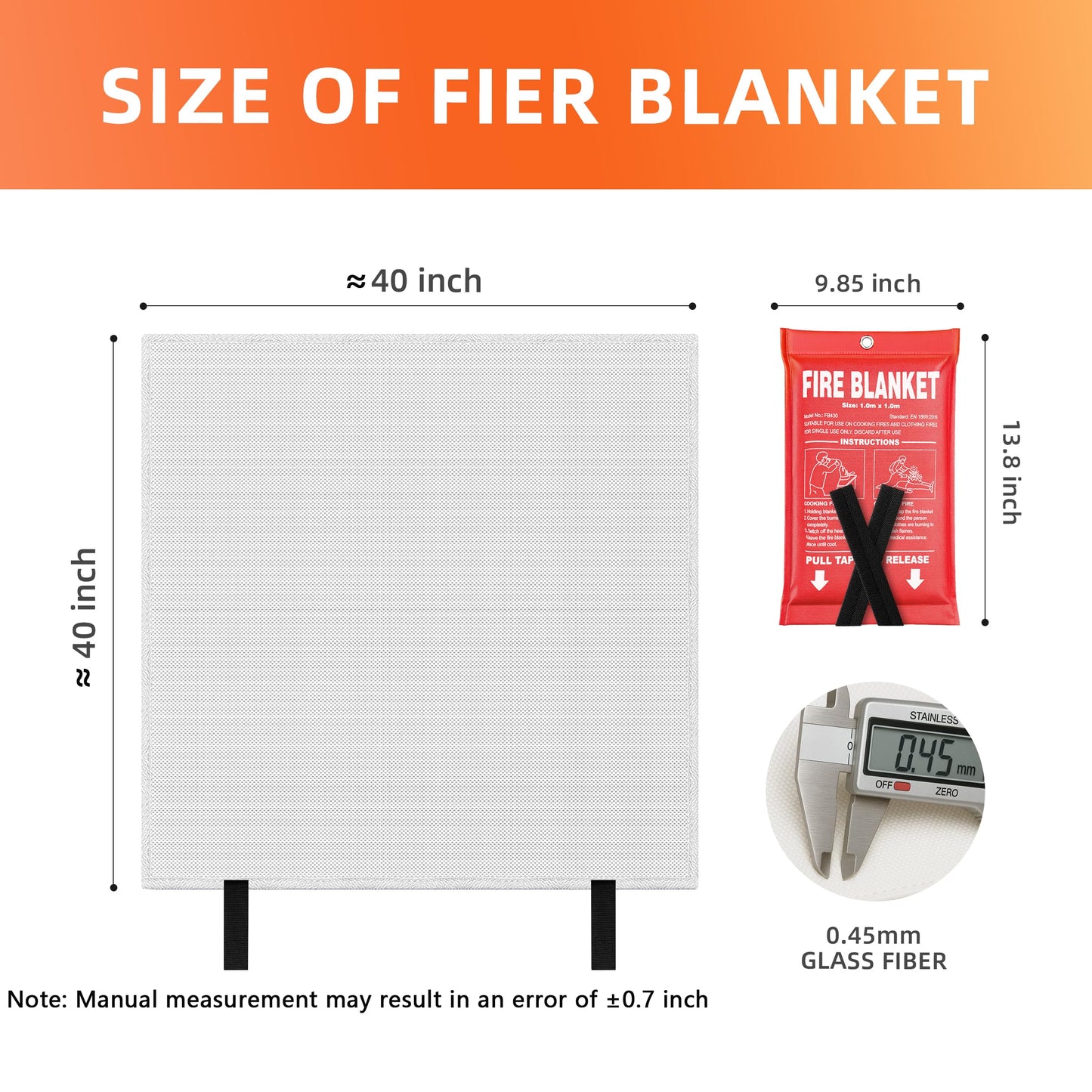 Fire Blanket 4 Pack - 40" x 40" Prepared Emergency Fire Blanket for Home and Kitchen, RV, Grill, Fireplace, Safe & Easy for Young Adults and Elderly Living Alone (Copy)